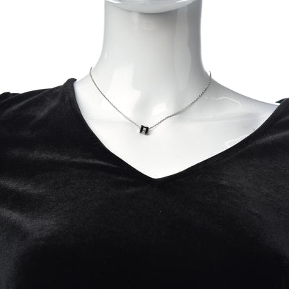 Hermes Lacquered Palladium Mini Pop H Pendant Necklace Black 2 of 5