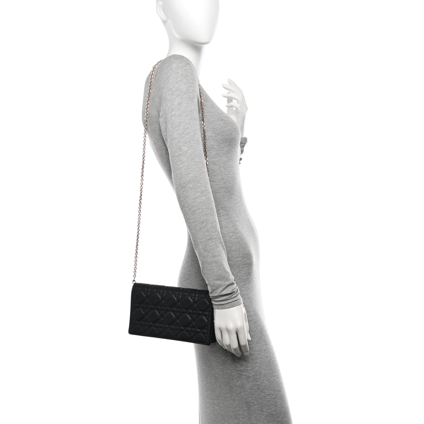 Lambskin Cannage Lady Dior Pouch Black