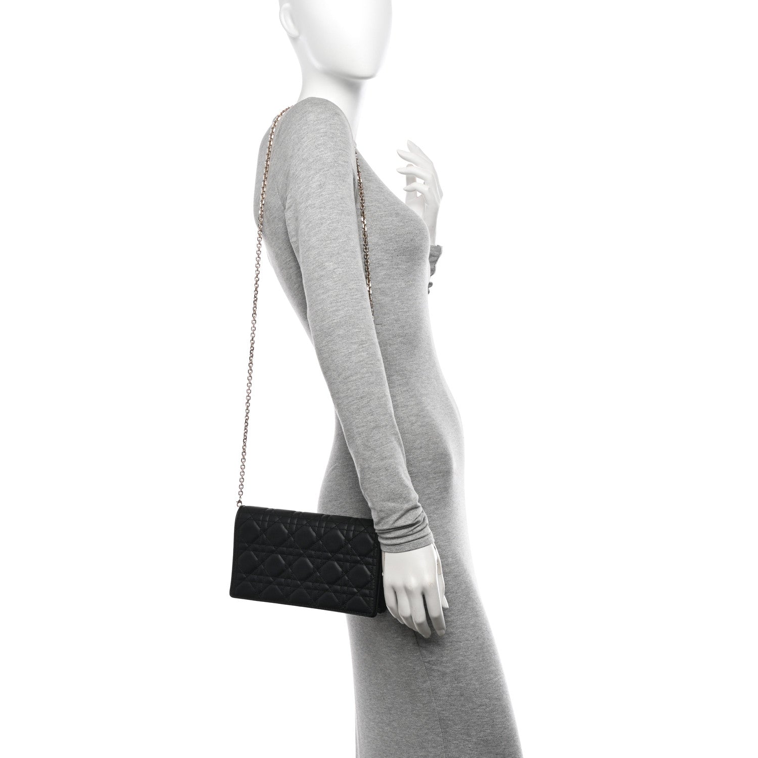 Christian Dior Lambskin Cannage Lady Dior Pouch Black 2 of 14