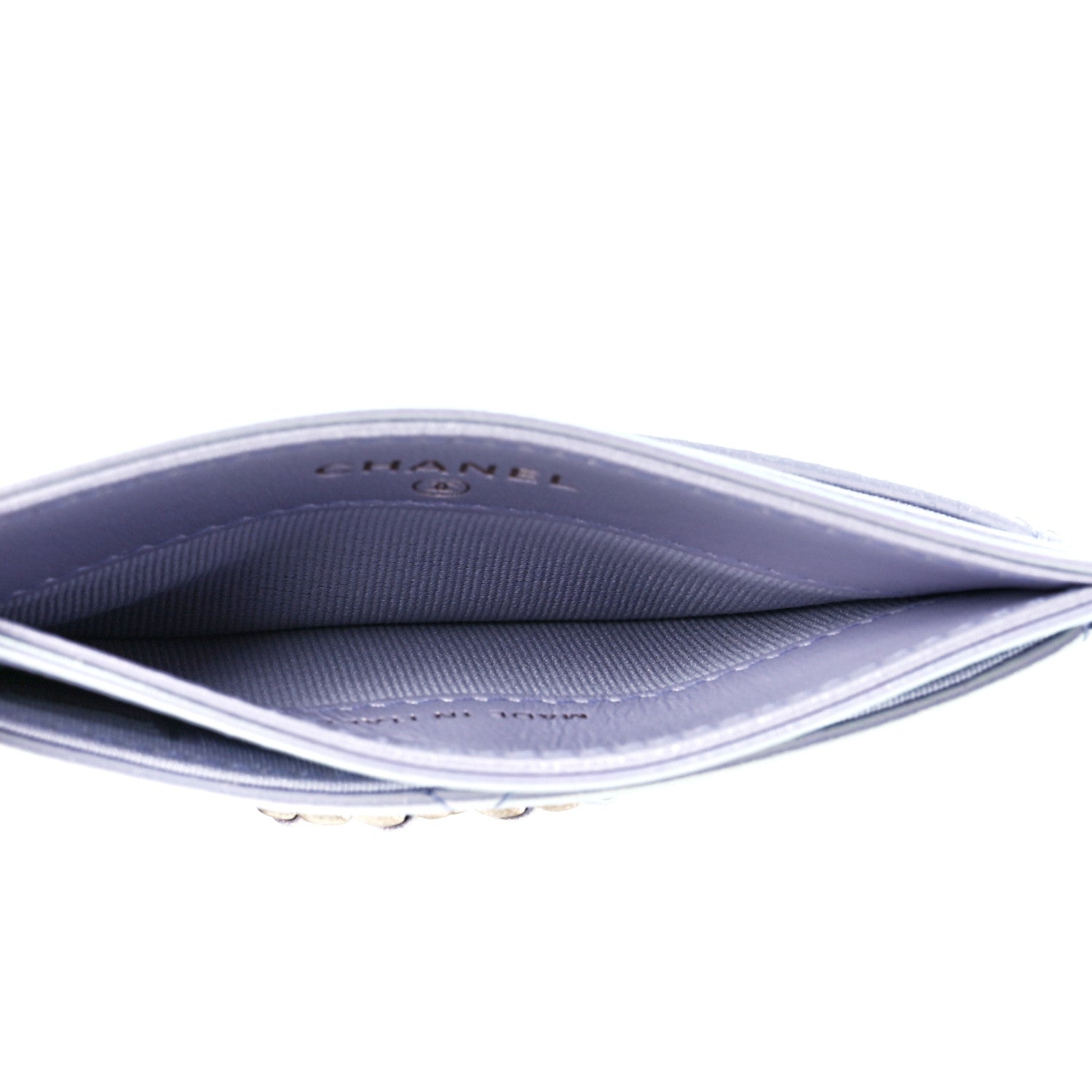 Chanel Iridescent Calfskin Quilted Chanel 19 Card Holder Light Purple 5 of 13