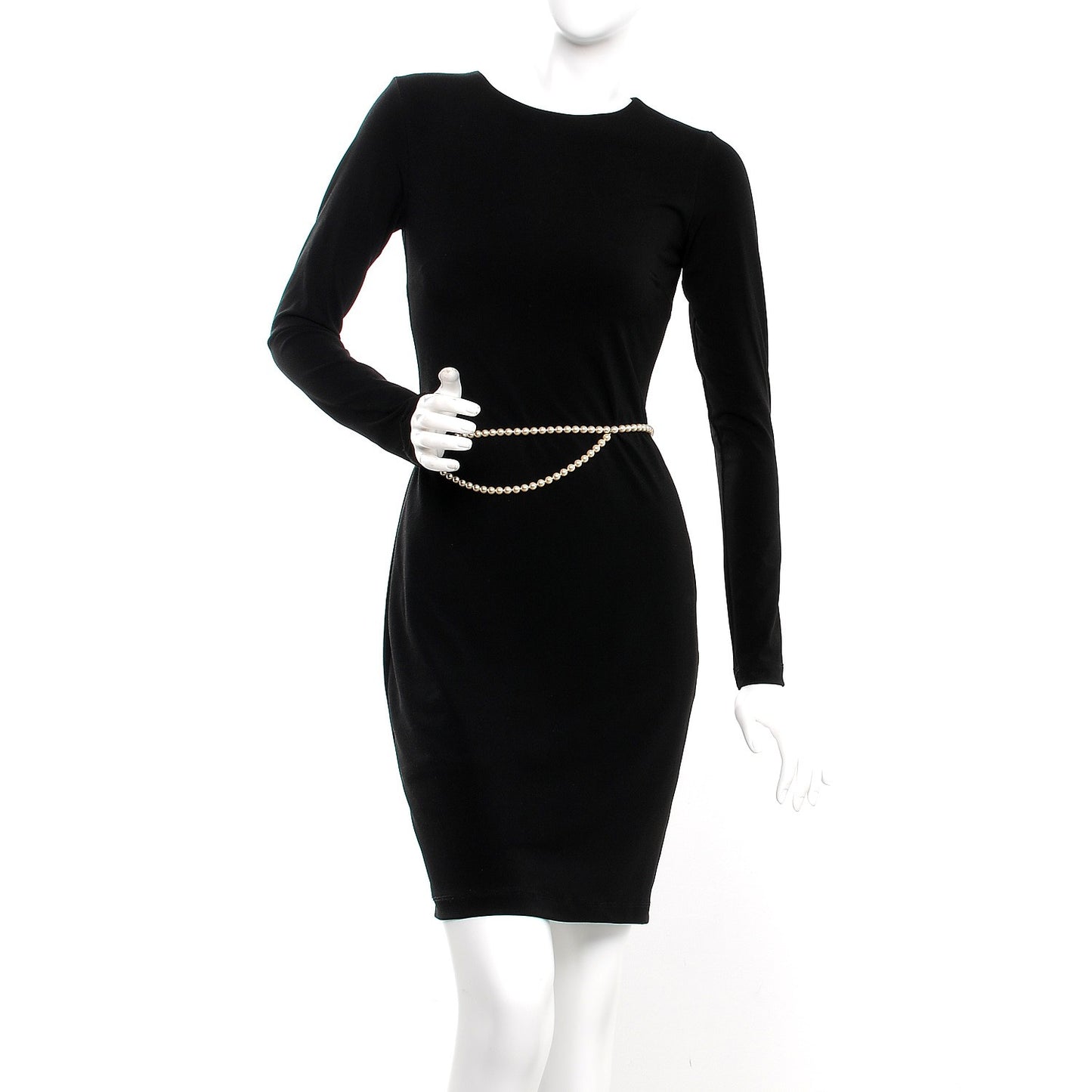 Pearl Beaded CC Double Strand Belt Black White