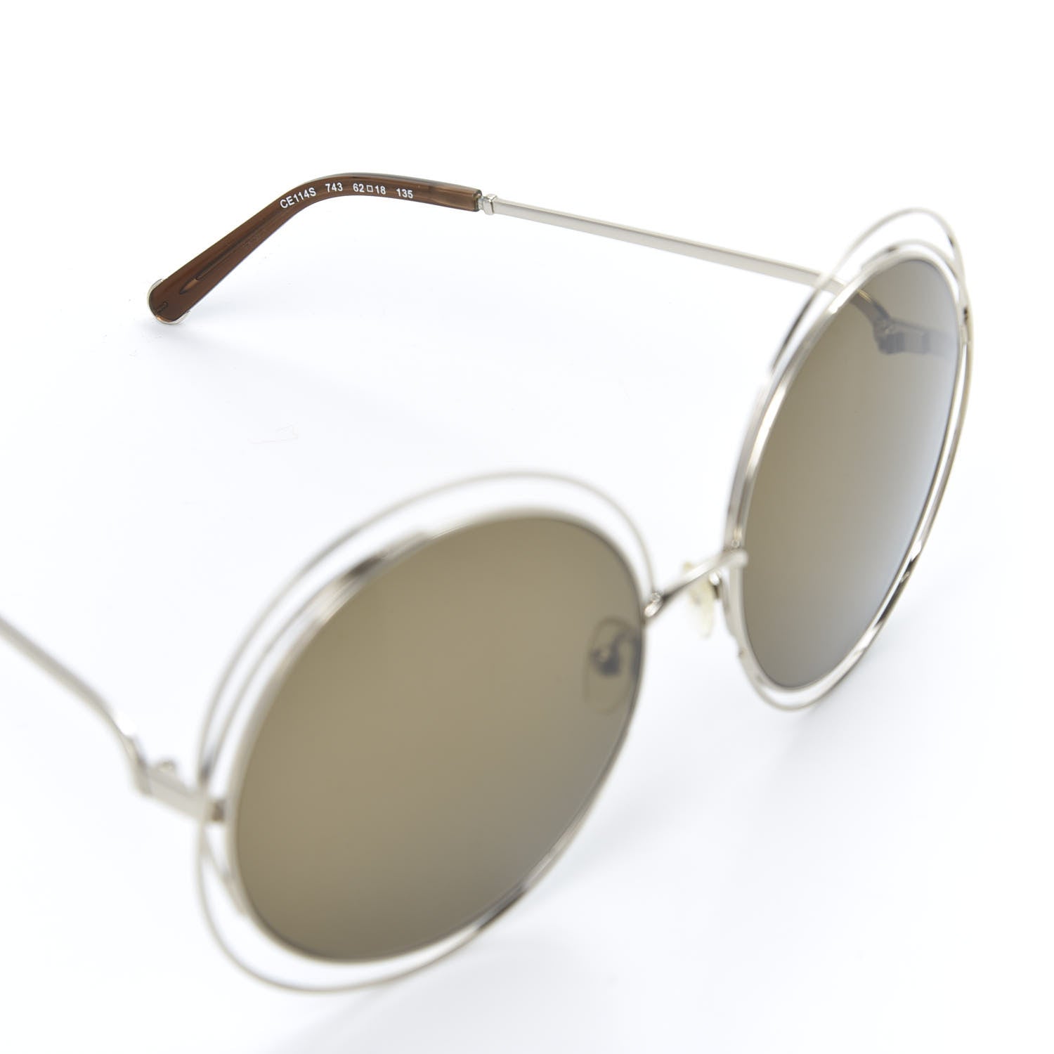 Chloe Oversize Round Carlina Oversized Round Sunglasses CE114S Silver Brown 6 of 7