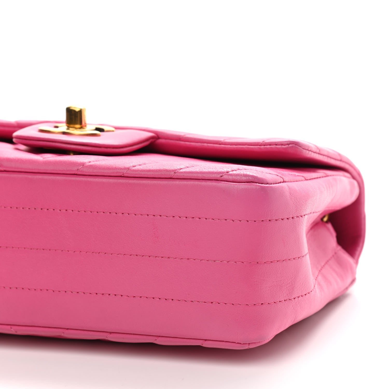 Chanel Lambskin Chevron Quilted Mini Rectangular Flap Dark Pink 9 of 9
