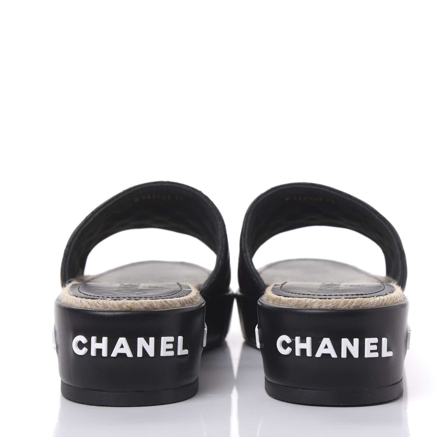 Chanel Lambskin Quilted CC Espadrille Slip On Sandals 38 Black 5 of 10