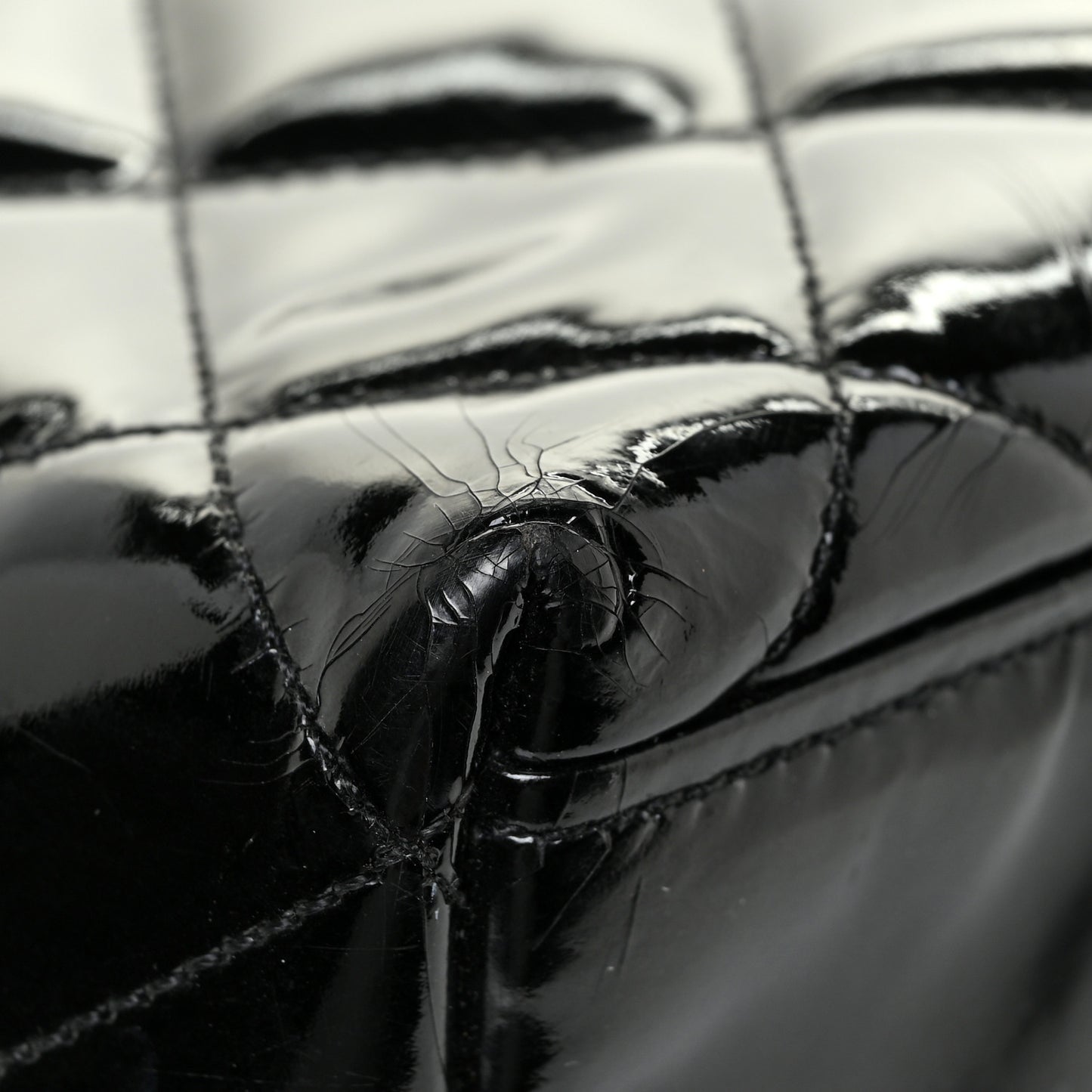 Patent Quilted Tote Black