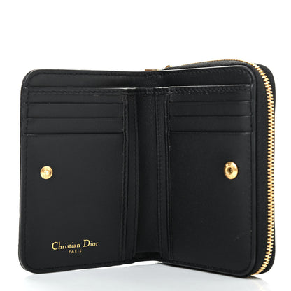Christian Dior Grained Calfskin Supple Cannage Caro Scarlet Zipped Wallet Black 5 of 7