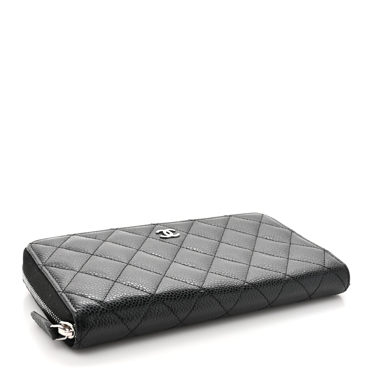 Caviar Quilted Large Gusset Zip Around Wallet Black