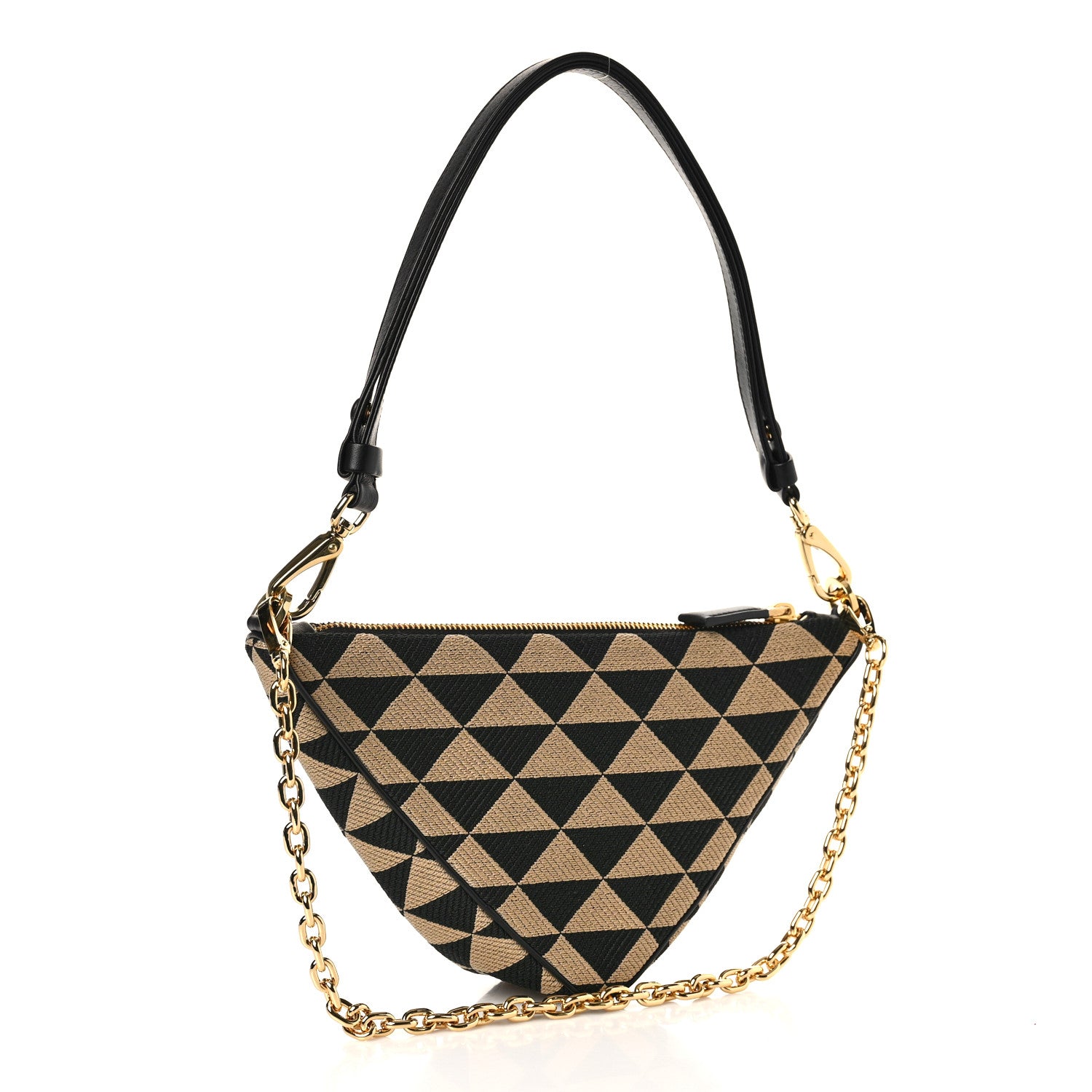 Prada Jacquard Triangolo Symbole Embroidered Mini Triangle Bag Black Corda 3 of 7