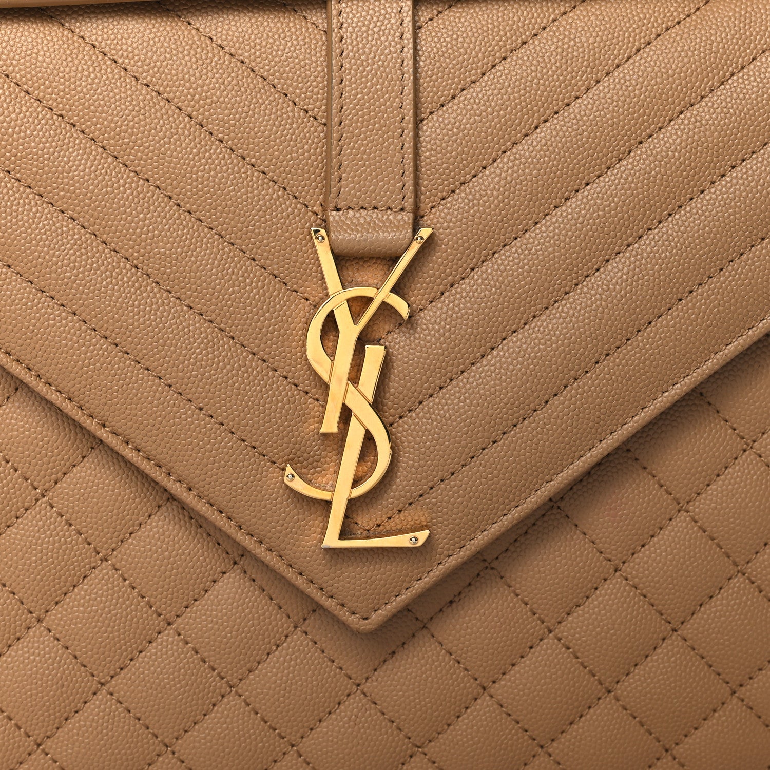 Saint Laurent Grain De Poudre Large Tri-Quilt Monogram Satchel Cork 8 of 11