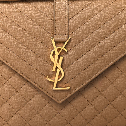 Saint Laurent Grain De Poudre Large Tri-Quilt Monogram Satchel Cork 8 of 11