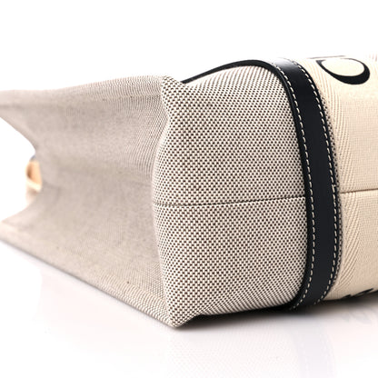 Chloe Cotton Calfskin Medium Woody Ribbon Tote White Black 8 of 9