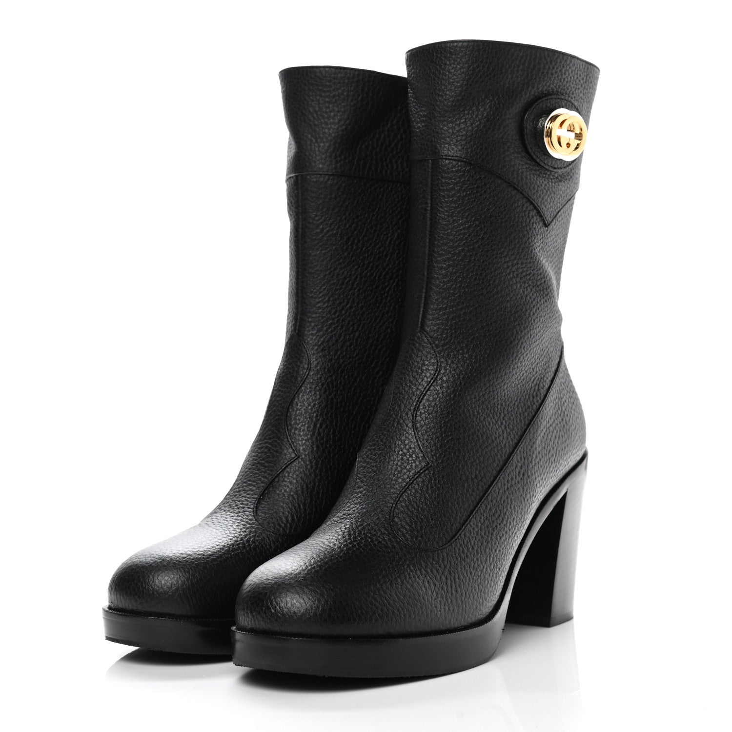 Gucci Austin Calfskin Interlocking G Ankle Boots 39.5 Black 3 of 10