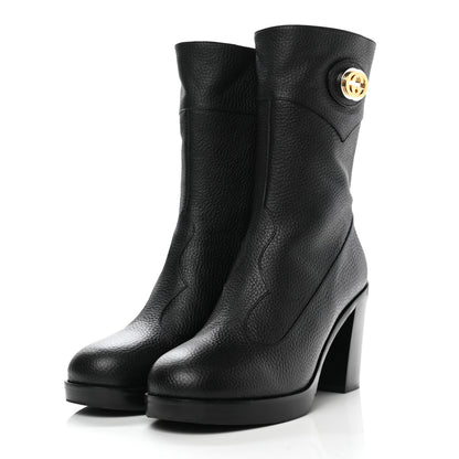 Gucci Austin Calfskin Interlocking G Ankle Boots 39.5 Black 3 of 10
