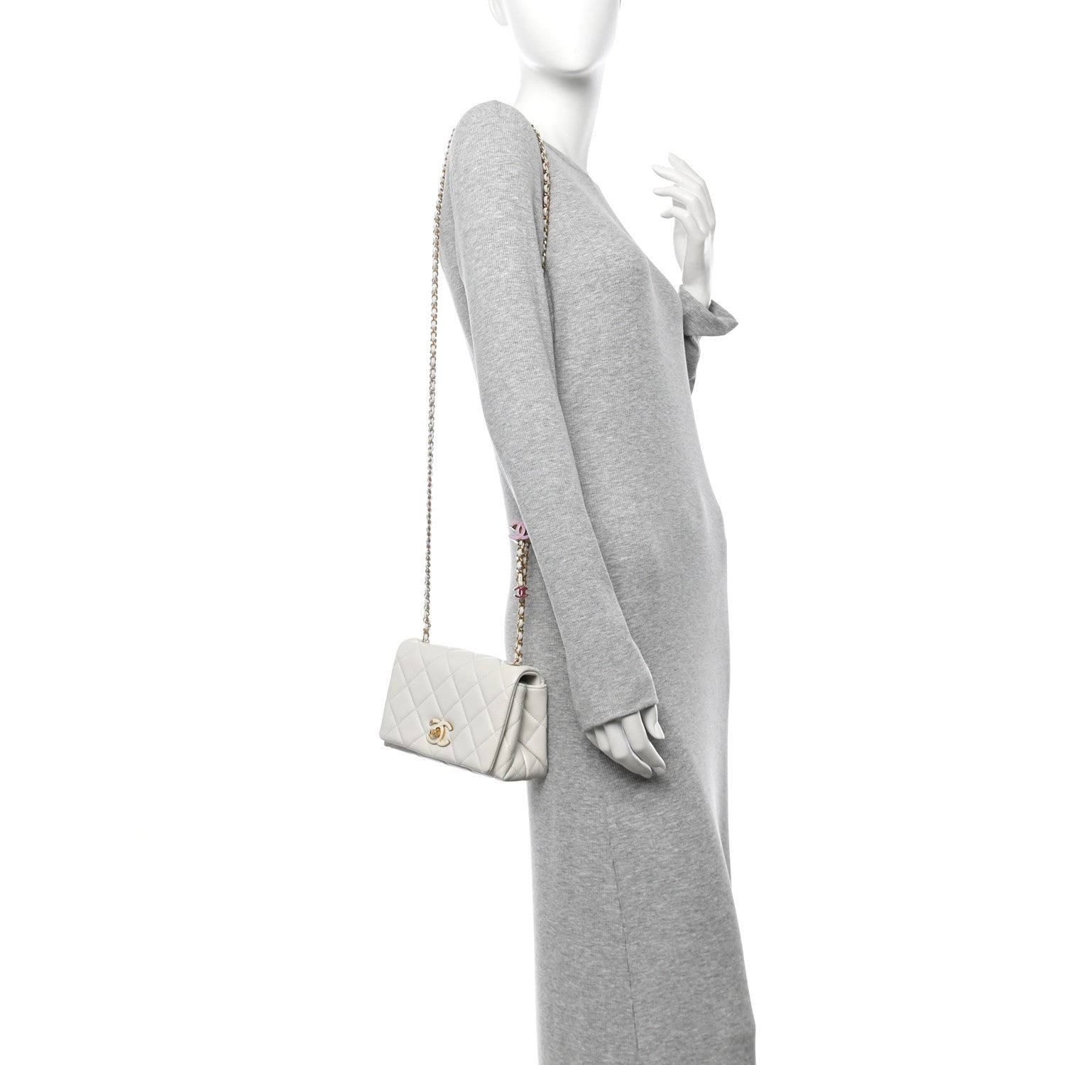 Chanel Shiny Lambskin Quilted Enamel CC Mini Flap White 2 of 10