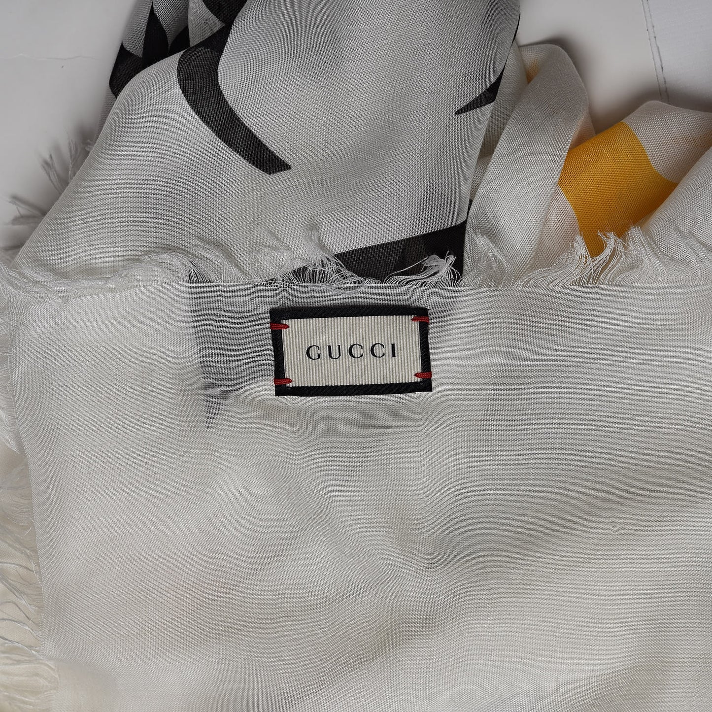 Modal Silk Coco Capitan Logo Square Scarf White