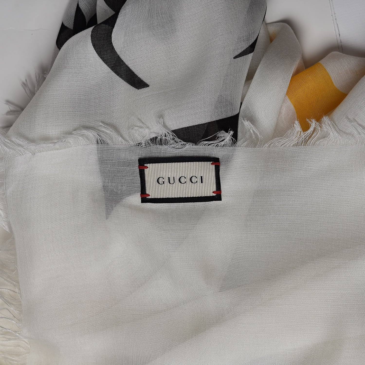 Gucci Modal Silk Coco Capitan Logo Square Scarf White 7 of 7