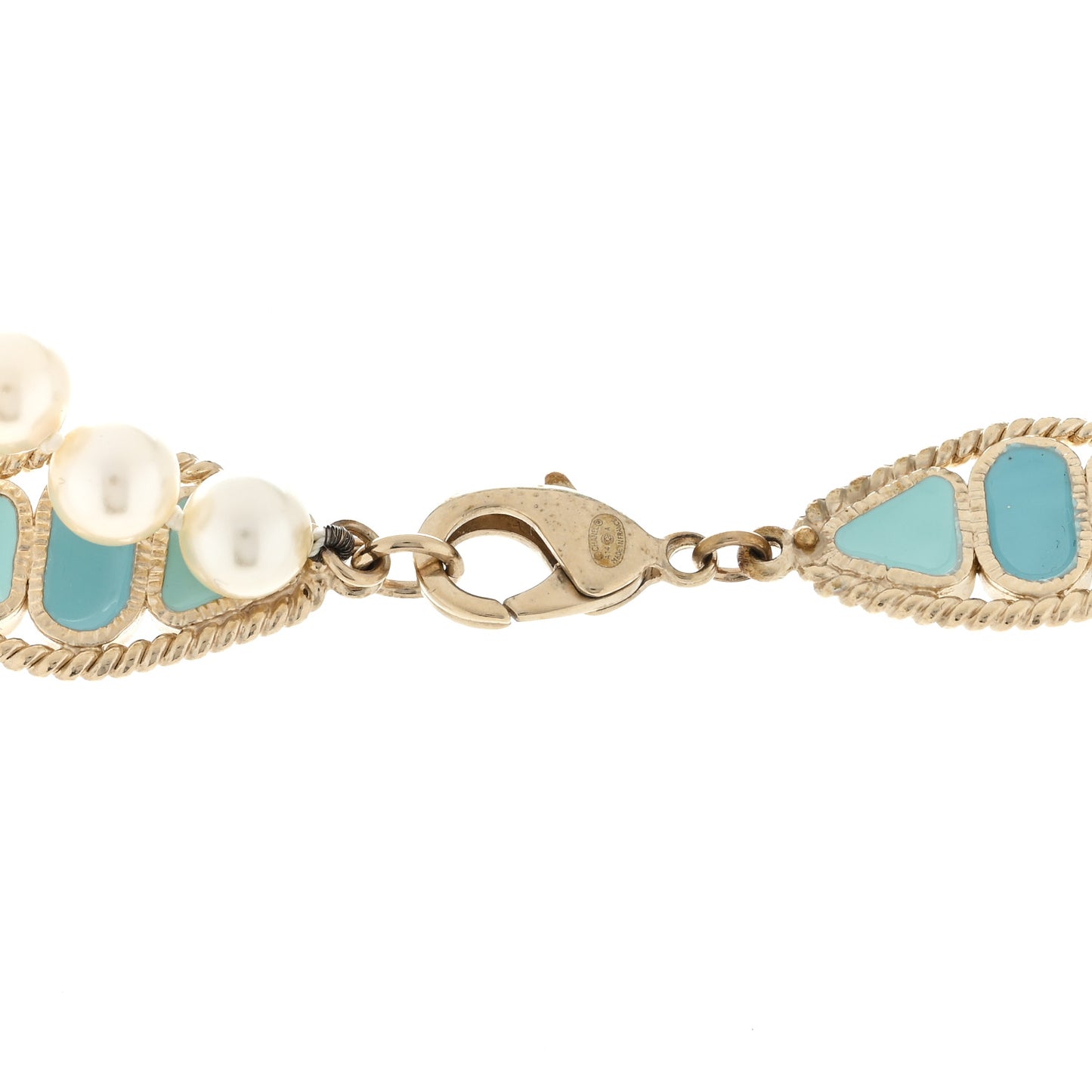 Gripoix Pearl Crystal CC Long Necklace Turquoise Burgundy Gold