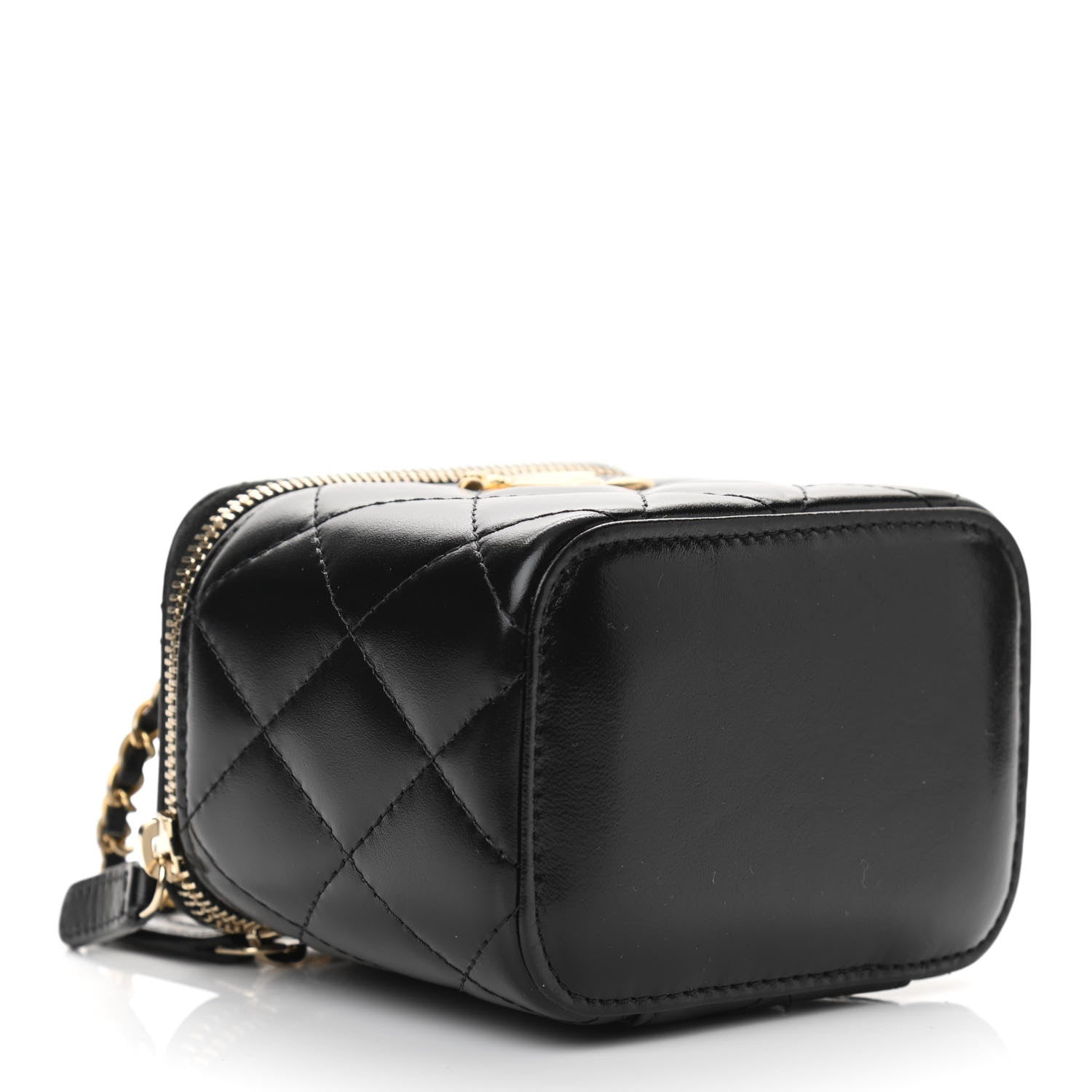 Chanel Calfskin Quilted Mini Perfect Fit Vanity Case With Chain Black 4 of 11