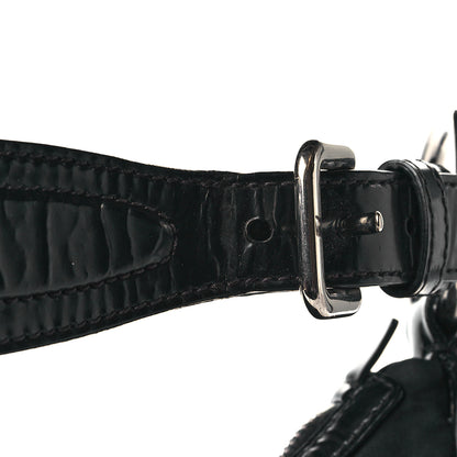 Prada Tessuto Nylon Calfskin Logo Shoulder Bag Black 17 of 18