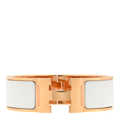 Hermes Enamel Wide Clic Clac H Bracelet GM White White 1 of 5