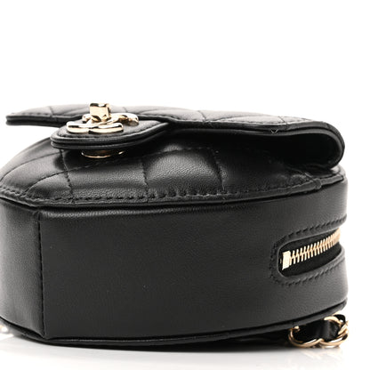 Chanel Lambskin Quilted CC In Love Heart Waist Belt Bag With Chain Black 10 of 11