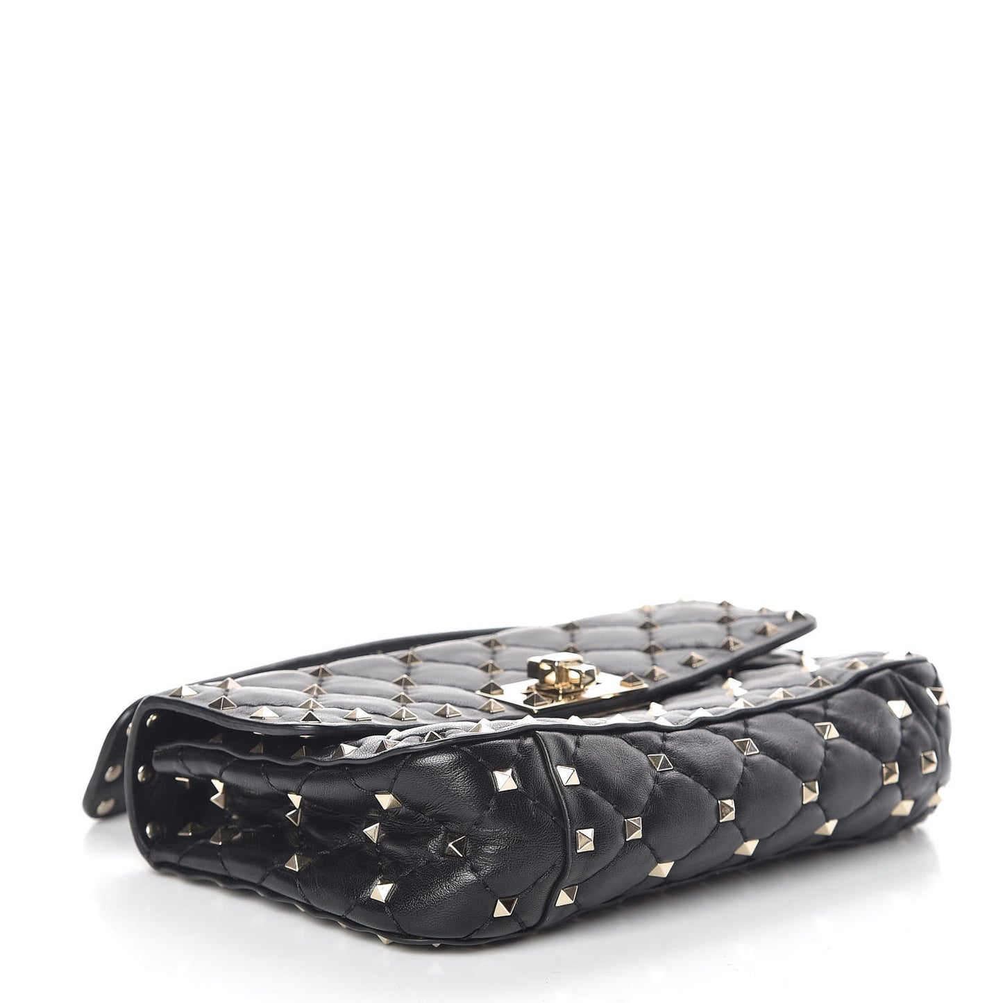 Lambskin Small Rockstud Spike Shoulder Bag Black