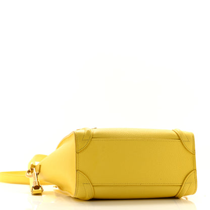 Celine Drummed Calfskin Nano Luggage Citron 4 of 13