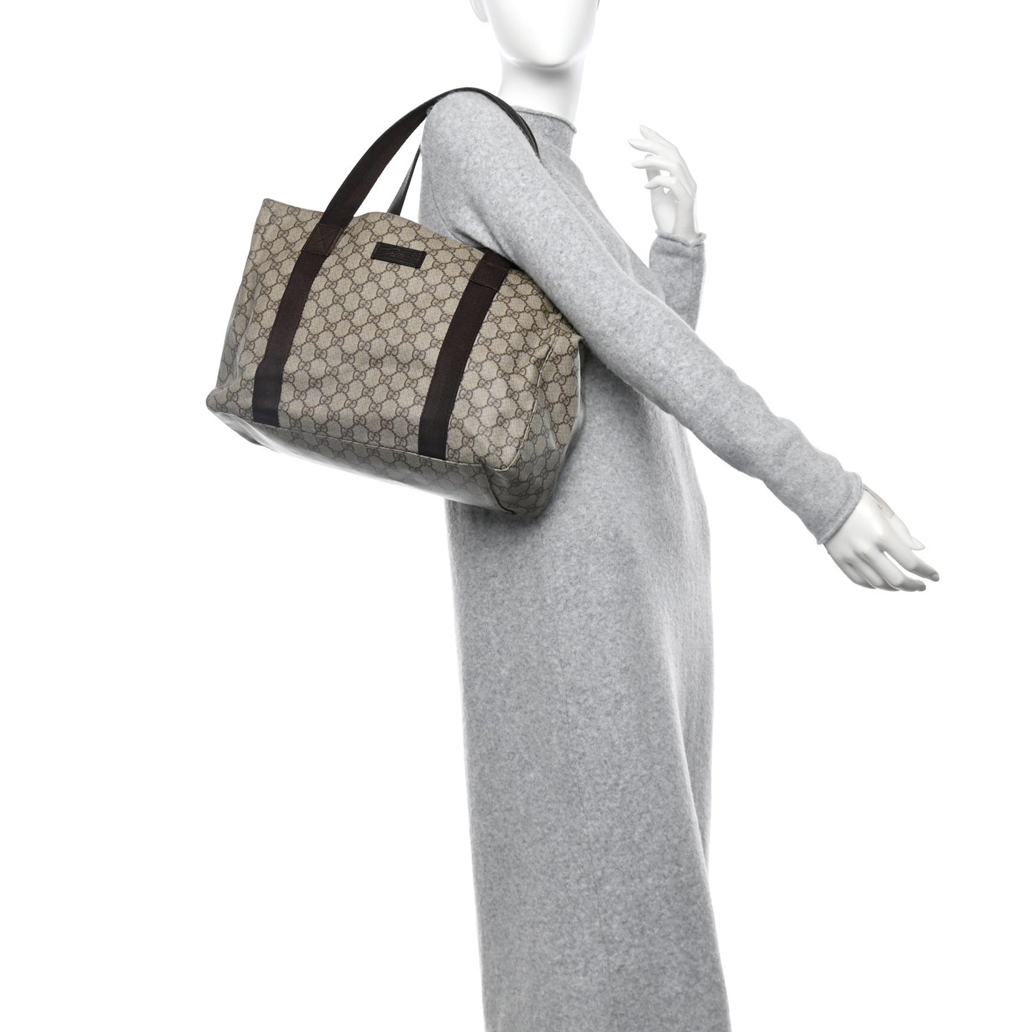 GG Plus Monogram Medium Tote Dark Brown