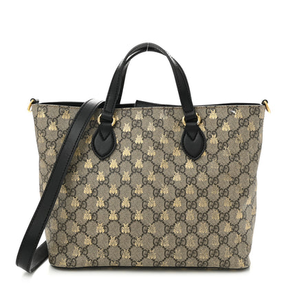 Gucci Soft GG Supreme Monogram Bees Small Crossbody Tote Beige Oro Black 1 of 14