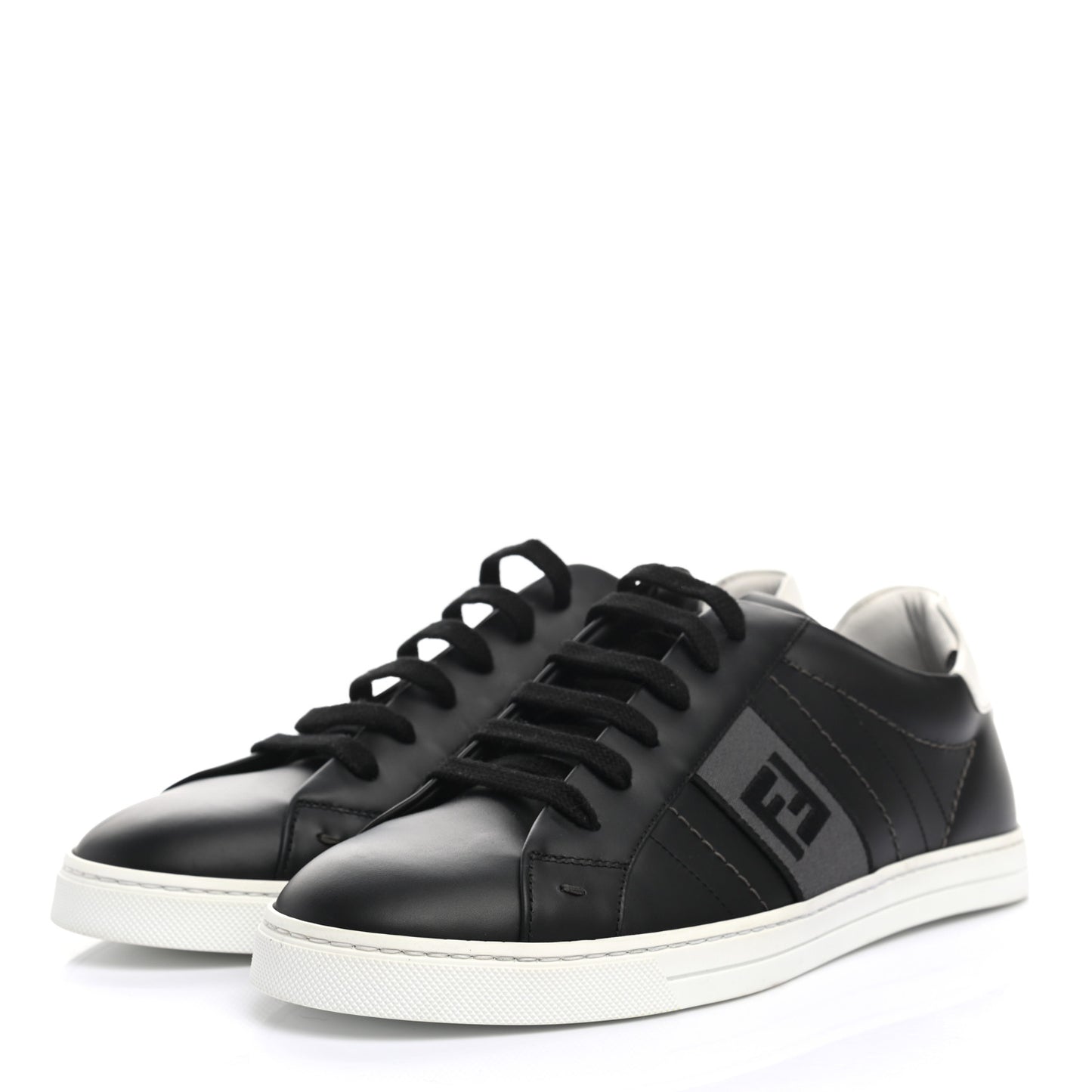 Calfskin FF Sneakers 9.5 Black Grey