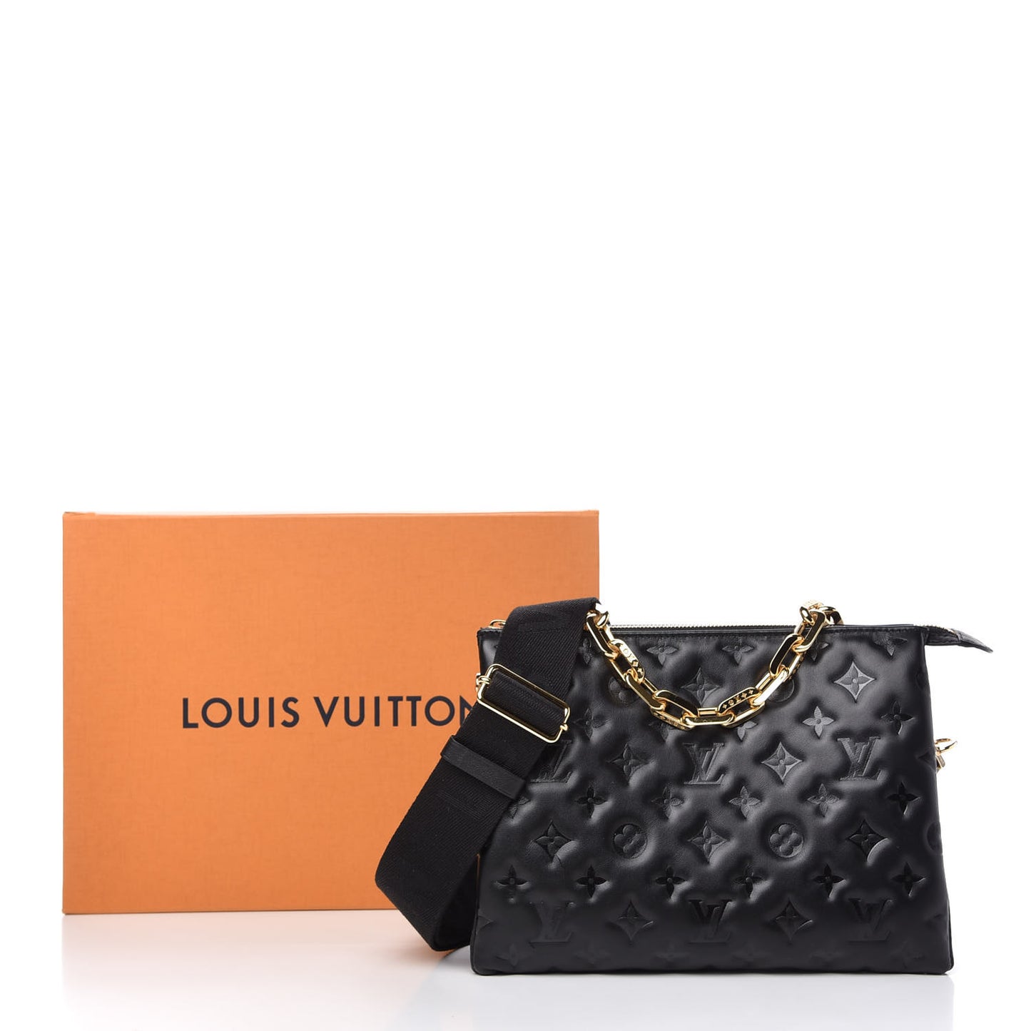 Lambskin Embossed Monogram Coussin PM Black