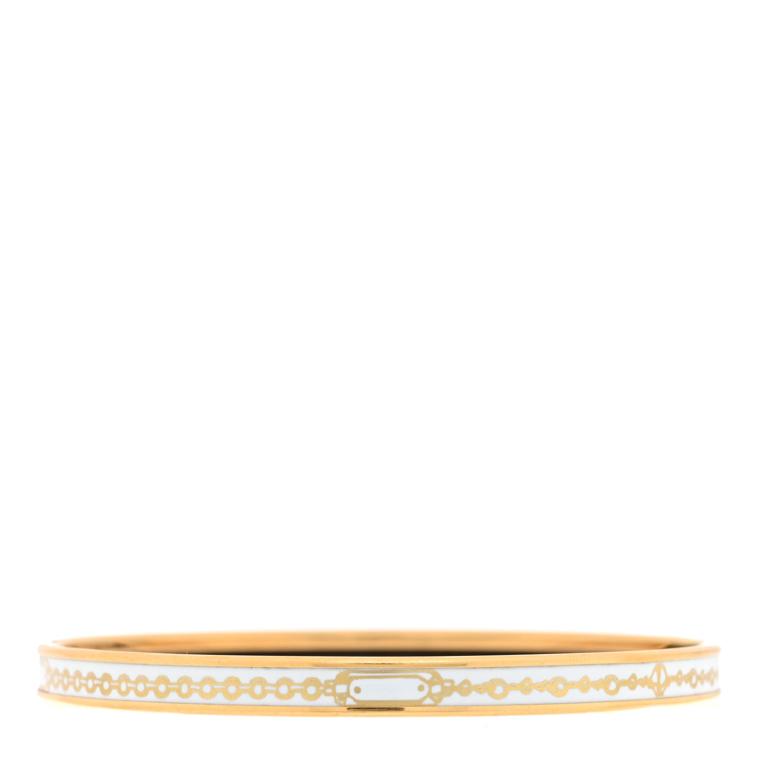 Hermes Enamel Printed Rope Chain Link Extra Narrow Bracelet 70 White 3 of 5