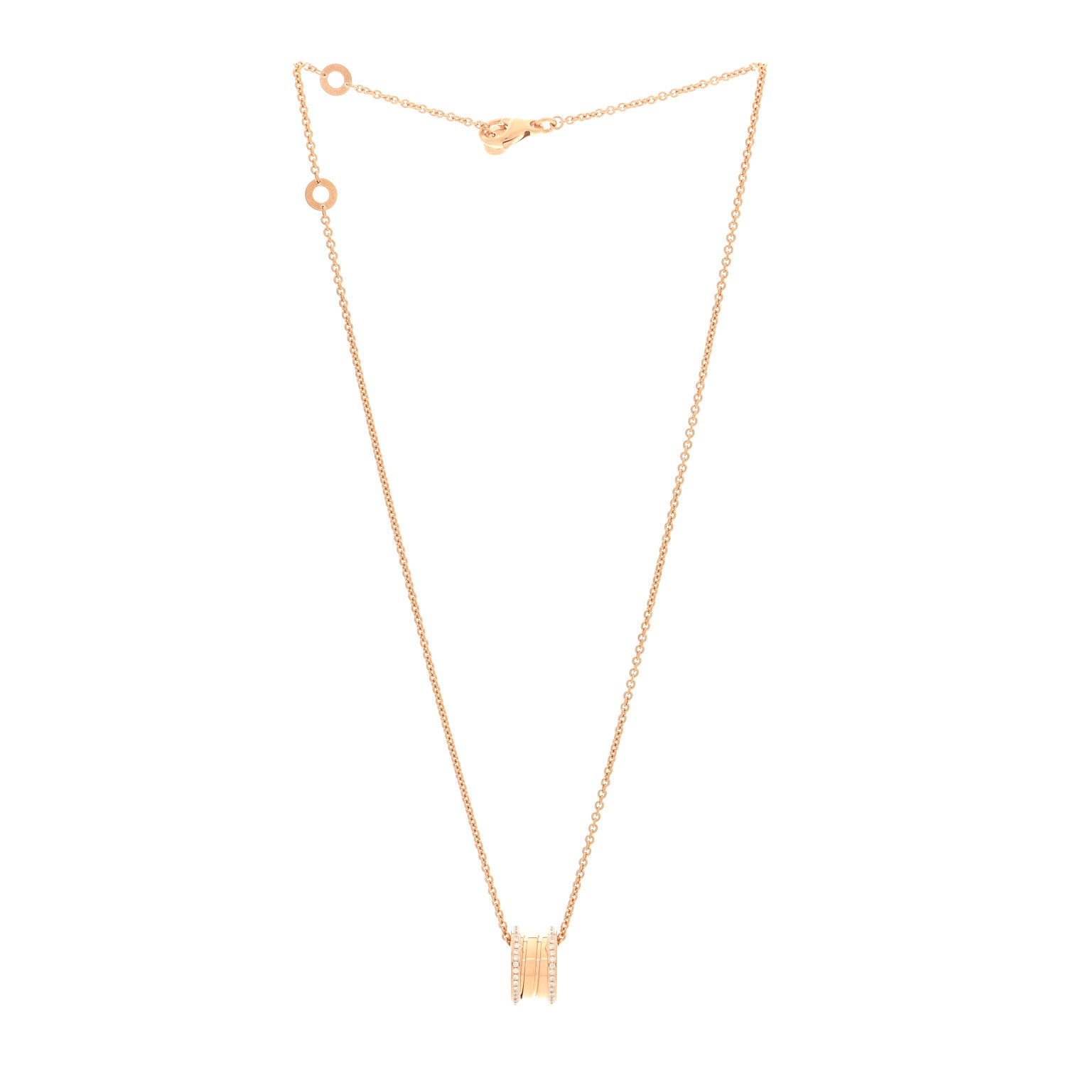 Bulgari 18K Rose Gold Diamond B.Zero1 Pendant Necklace 3 of 6