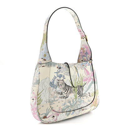 Gucci New Shangai Calfskin Tiger Savanah Small Jackie 1961 Hobo Chalky White Multicolor 3 of 10