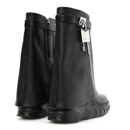 Givenchy Grained Calfskin Shark Lock Biker Ankle Boots 39 Black 5 of 8
