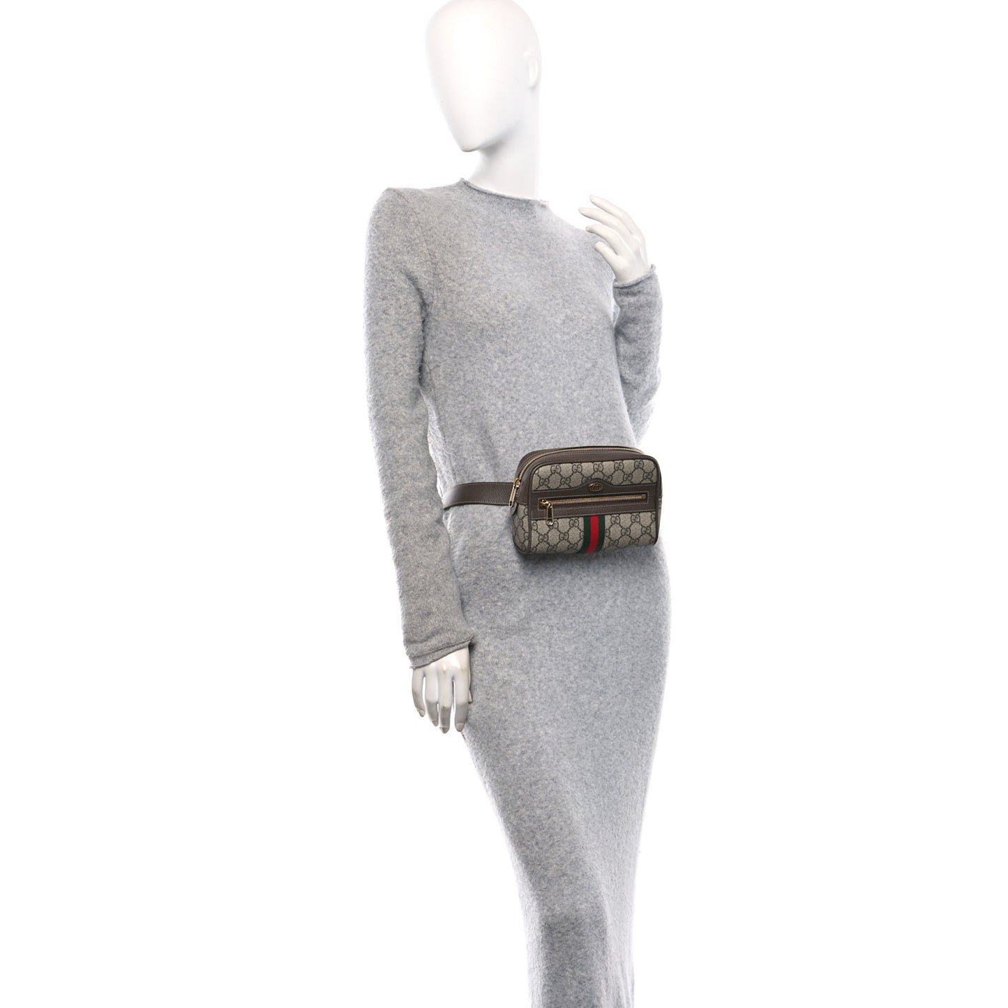 GG Supreme Monogram Web Small Ophidia Belt Bag 85 34 Dark Brown