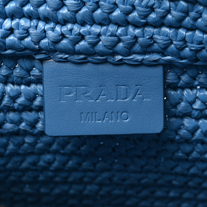 Prada Yarn Raffia Effect Crochet Small Logo Tote Celeste Blue 6 of 10