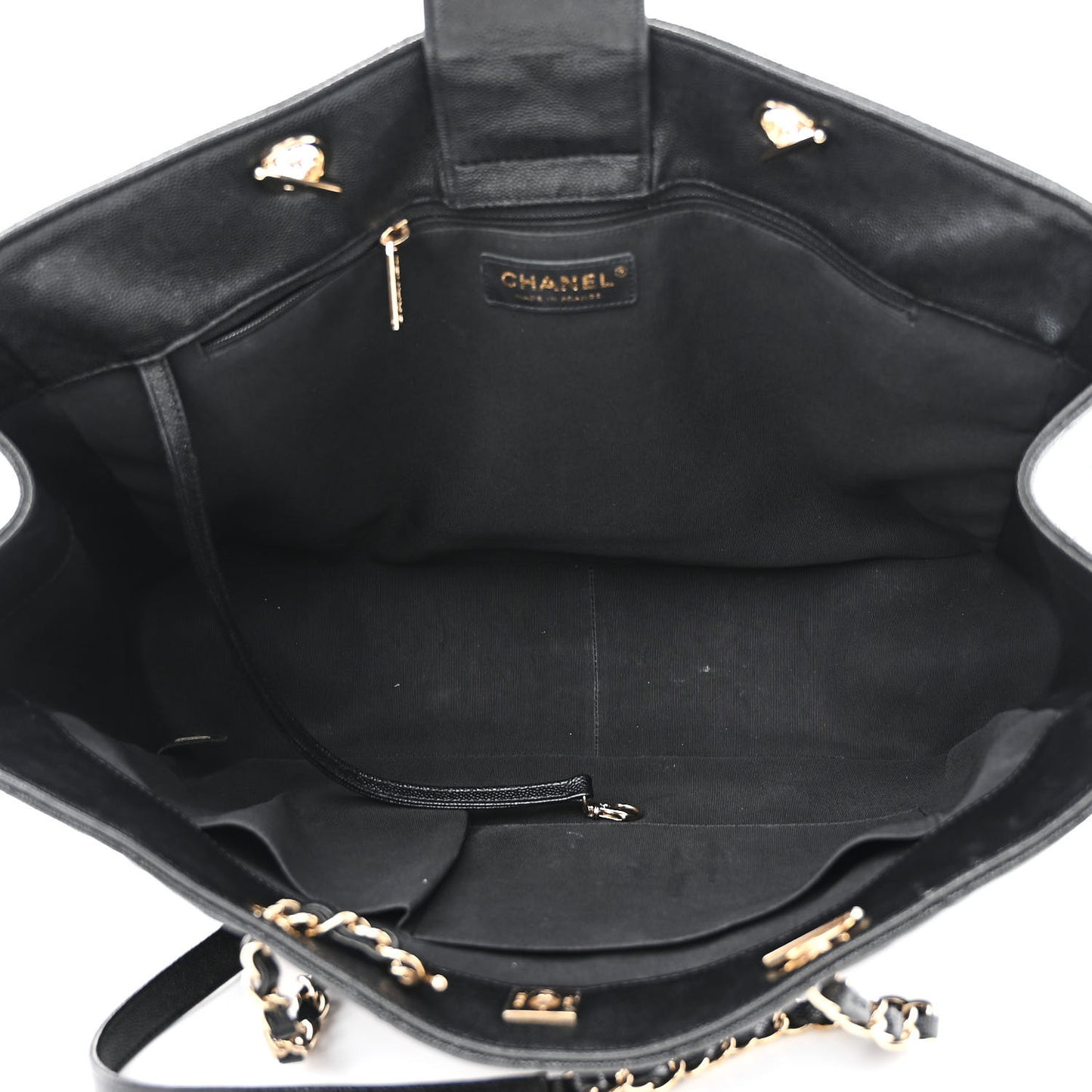 Caviar Quilted Large Shopping Tote Black