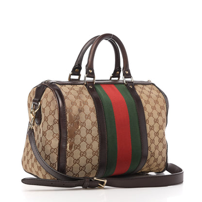 Gucci Monogram Vintage Web Medium Boston Dark Brown 2 of 12