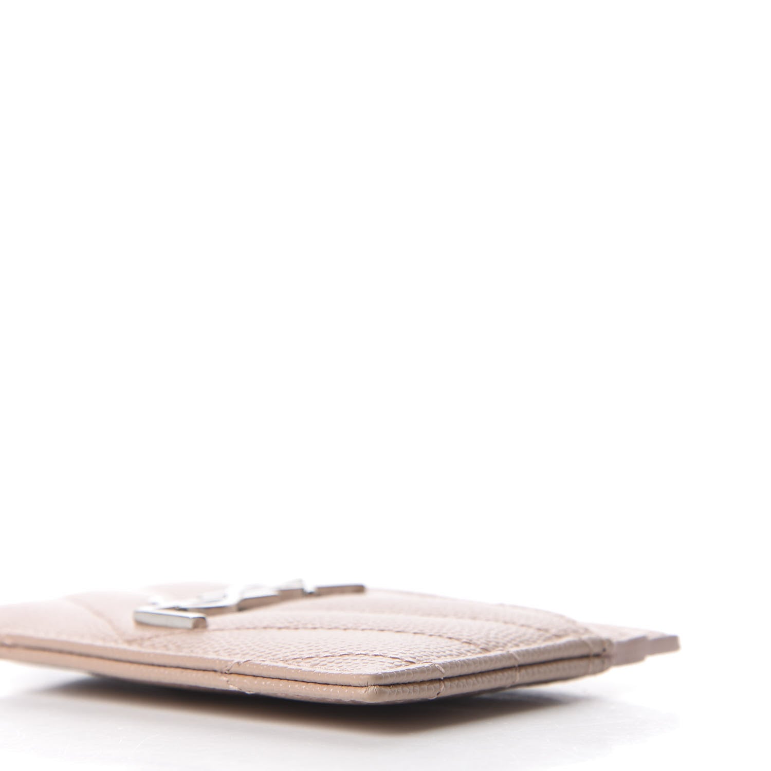 Saint Laurent Grain De Poudre Matelasse Chevron Monogram Credit Card Case Pale Blush 7 of 10