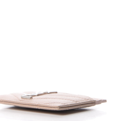 Saint Laurent Grain De Poudre Matelasse Chevron Monogram Credit Card Case Pale Blush 7 of 10
