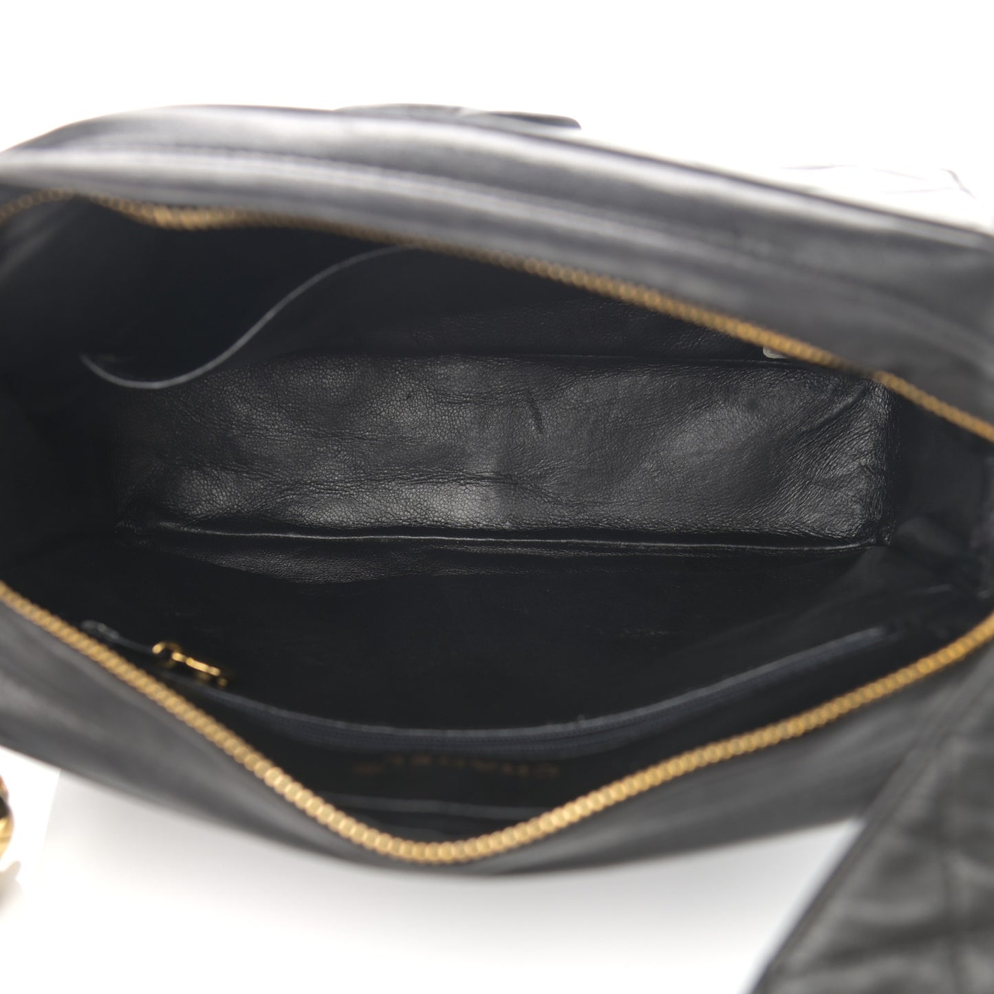 Lambskin Quilted Tassel Flap Camera Case Black