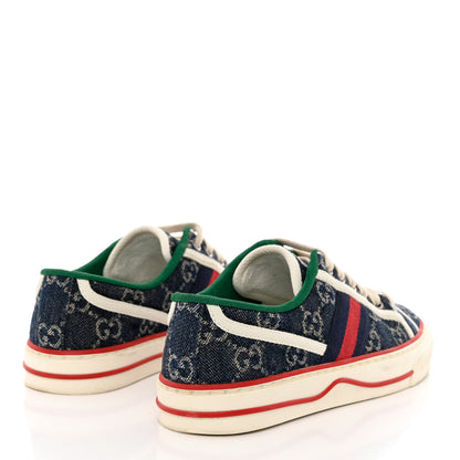 Gucci New Denim GG Monogram Web Womens 1977 Tennis Sneakers 35 Blue Tea Mystic White 4 of 10