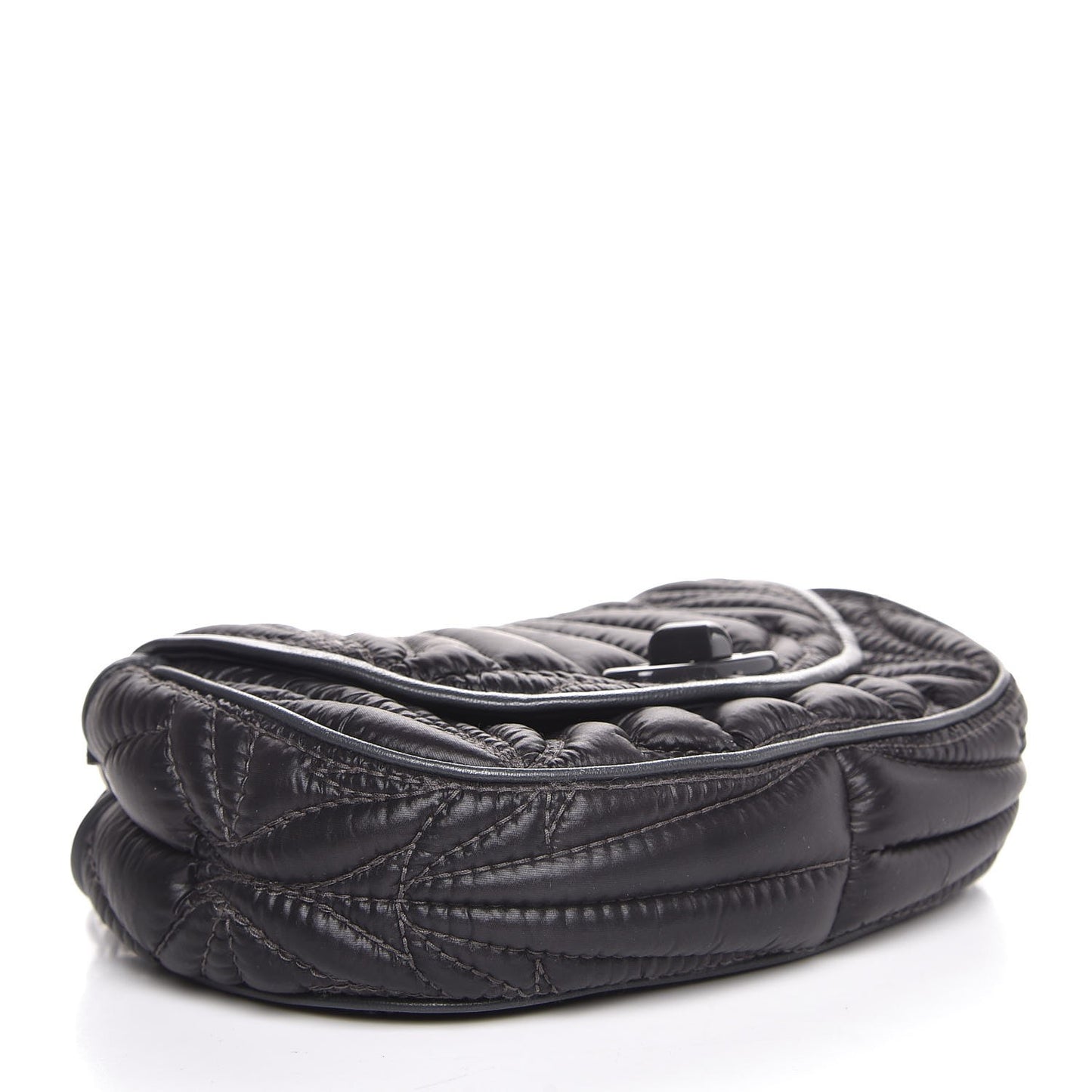 Nylon Quilted Matelasse Shoulder Bag Black
