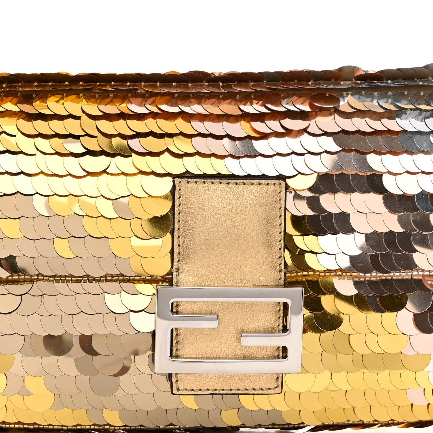 Sequin Paillettes Vitello Laminato Striped Baguette 1997 Oro Sfumato