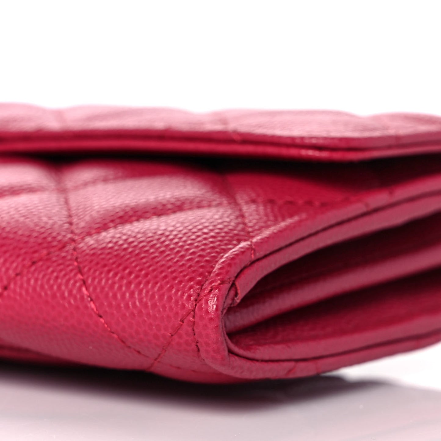Caviar Quilted Long Flap Wallet Dark Pink