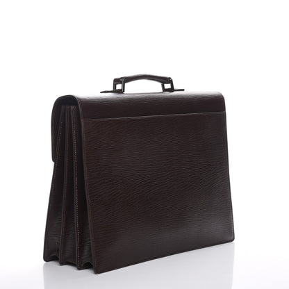 Gucci Calfskin Embossed Gusset Briefcase Brown 4 of 9