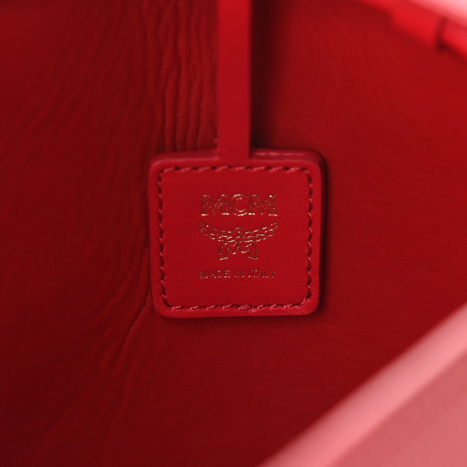 MCM Grained Calfskin Bucket Bag Red 6 of 9