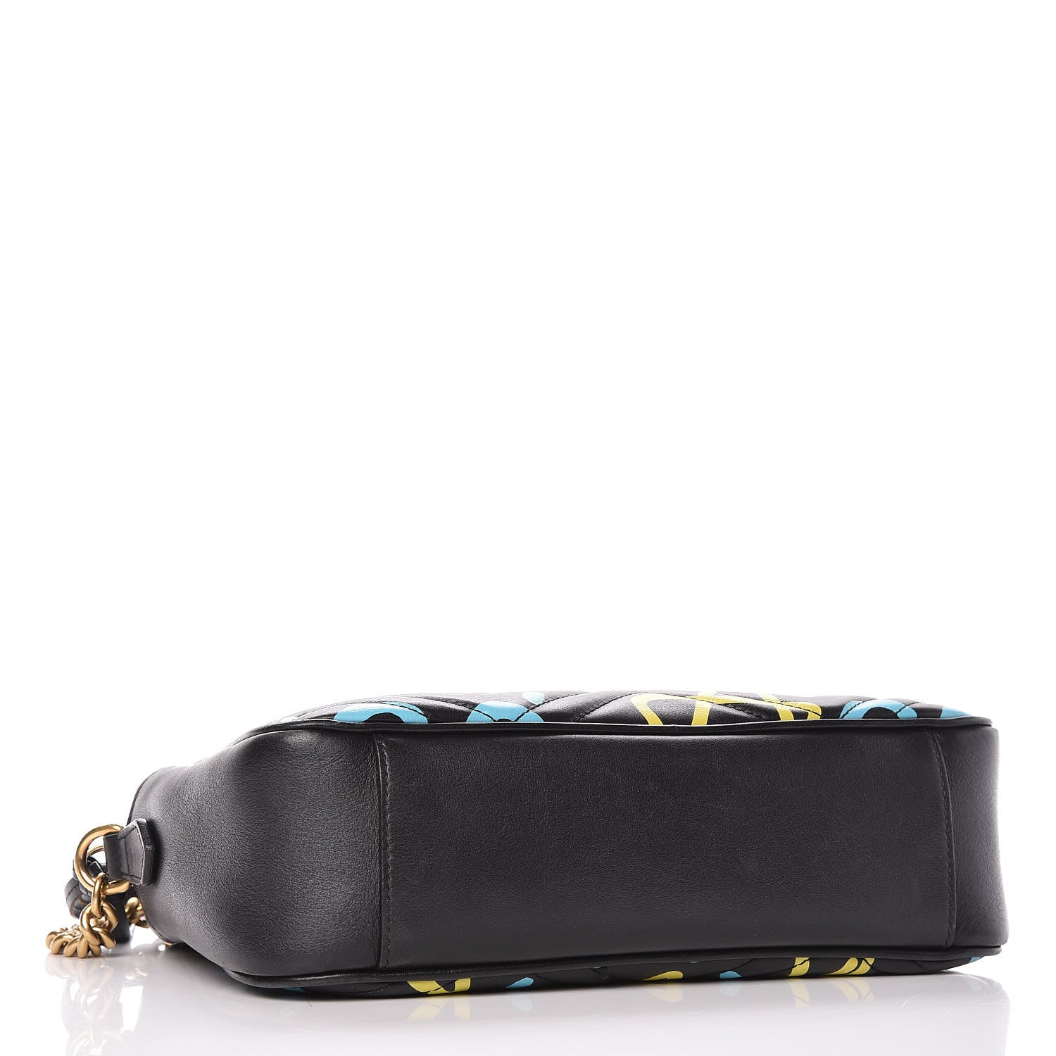 Gucci Calfskin Matelasse GucciGhost Medium GG Marmont Chain Shoulder Bag Black New Acquamarine 4 of 14