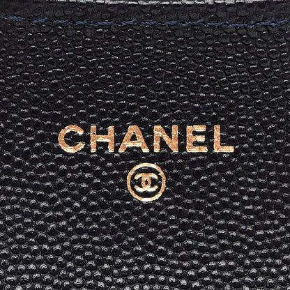 Chanel Caviar Quilted Flap Card Holder Wallet Navy Blue 6 of 10